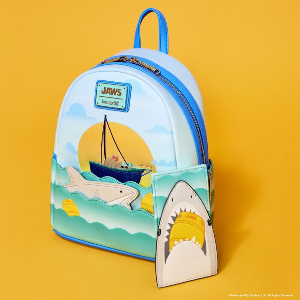 Loungefly Jaws 50th Anniversary Mini Backpack and Cardholder Set NWT - Picture 7 of 16